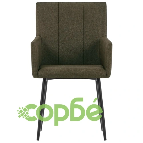 Трапезни столове с подлакътници, 2 бр, кафяви, текстил ➤ топ цена ➤ sorbe.bg