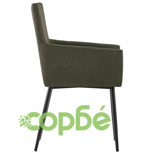 Трапезни столове с подлакътници, 2 бр, кафяви, текстил ➤ топ цена ➤ sorbe.bg