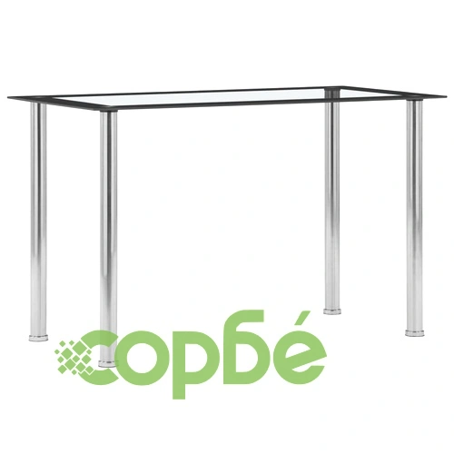 Трапезна маса, черно и прозрачно, 120x60x75 см, закалено стъкло ➤ топ цена ➤ sorbe.bg