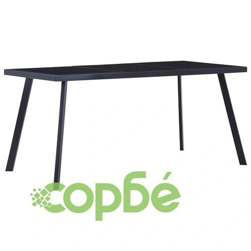 Трапезна маса, черна, 180x90x75 см, закалено стъкло ➤ топ цена ➤ sorbe.bg