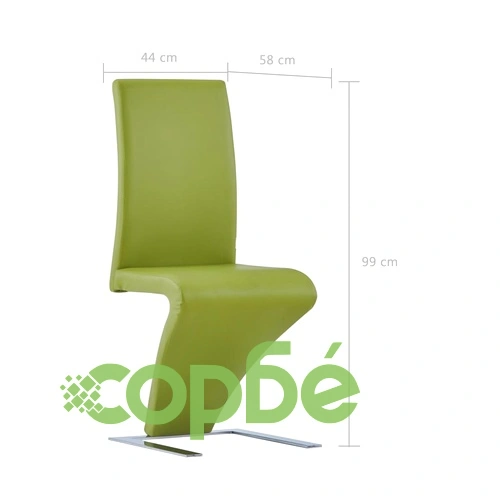 Трапезни столове, зигзагообразни, 2 бр, зелени, изкуствена кожа ➤ топ цена ➤ sorbe.bg