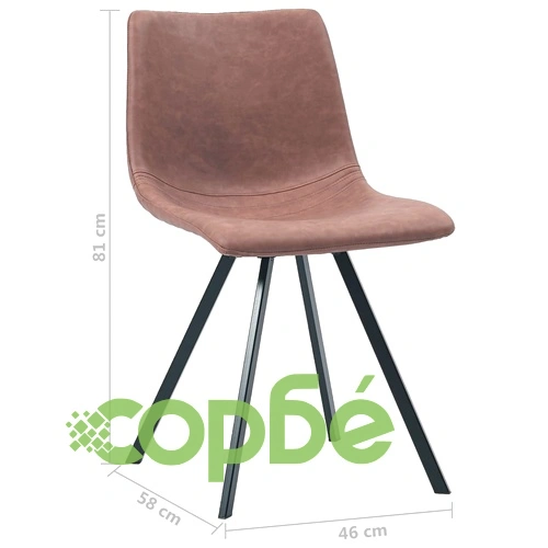 Трапезни столове, 2 бр, средно кафяви, изкуствена кожа  ➤ топ цена ➤ sorbe.bg