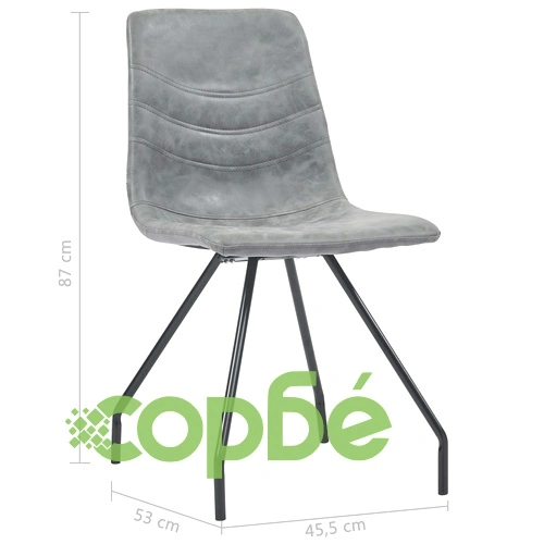 Трапезни столове, 4 бр, тъмносиви, изкуствена кожа ➤ топ цена ➤ sorbe.bg