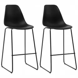 Бар столове, 2 бр, черни, пластмаса