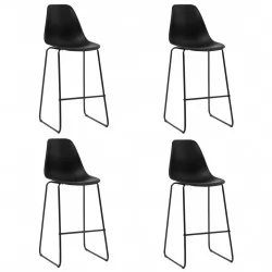 Бар столове, 4 бр, черни, пластмаса