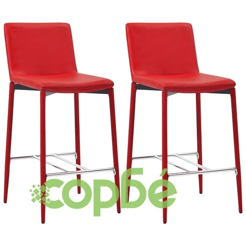 Бар табуретки, 2 бр, червени, изкуствена кожа ➤ топ цена ➤ sorbe.bg