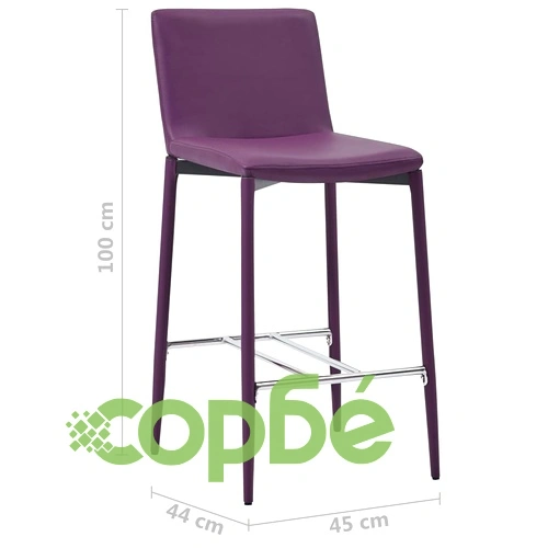 Бар табуретки, 2 бр, лилави, изкуствена кожа ➤ топ цена ➤ sorbe.bg