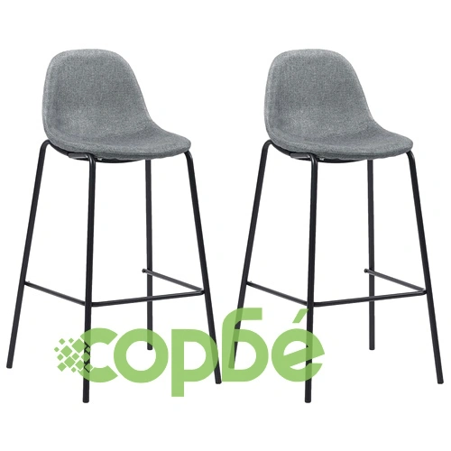 Бар табуретки, 2 бр, светлосиви, текстил ➤ топ цена ➤ sorbe.bg