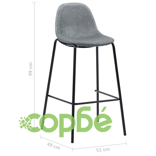Бар табуретки, 2 бр, светлосиви, текстил ➤ топ цена ➤ sorbe.bg