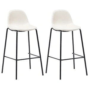 Бар табуретки, 2 бр, кремави, текстил