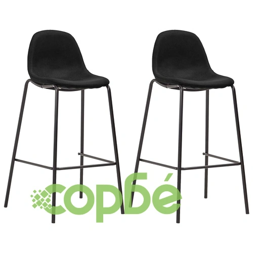Бар табуретки, 2 бр, черни, текстил ➤ топ цена ➤ sorbe.bg
