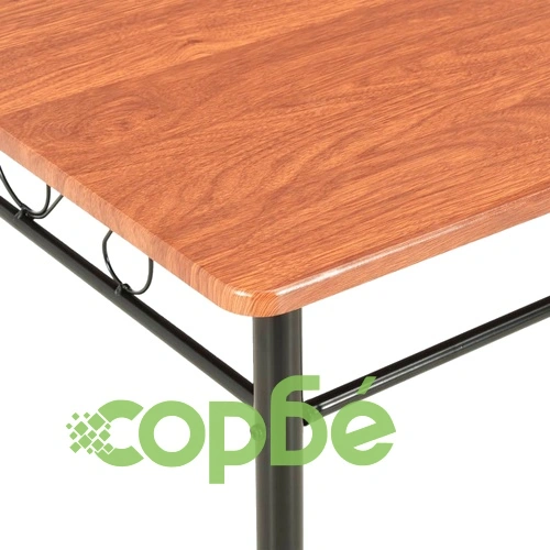 Трапезен комплект, 7 части, МДФ и стомана, кафяв ➤ топ цена ➤ sorbe.bg