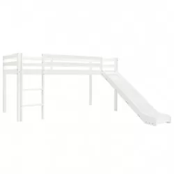 Високо детско легло с пързалка и стълба, бор, 97х208 см