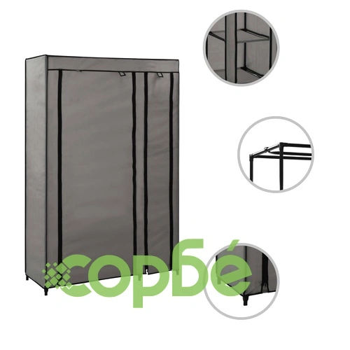 Сглобяем гардероб, сив, 110x45x175 см, текстил ➤ топ цена ➤ sorbe.bg