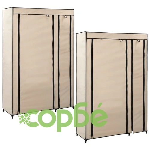 Сглобяеми гардероби, 2 бр, кремави, 110x45x175 см, текстил ➤ топ цена ➤ sorbe.bg