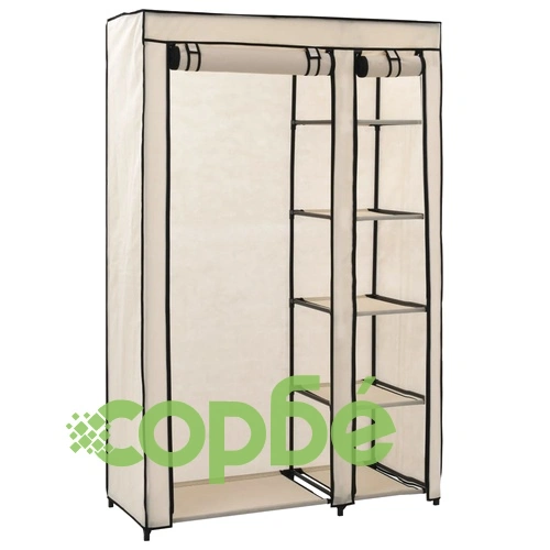 Сглобяеми гардероби, 2 бр, кремави, 110x45x175 см, текстил ➤ топ цена ➤ sorbe.bg