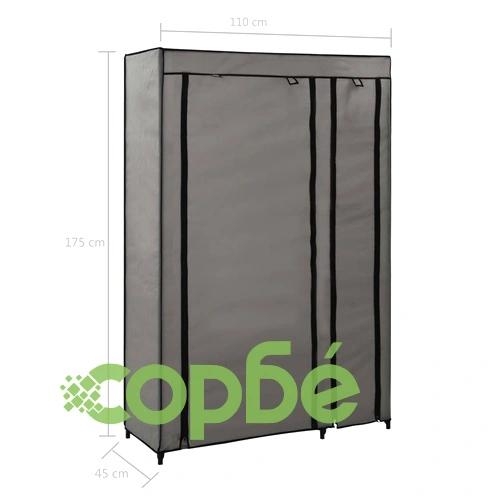Сглобяеми гардероби, 2 бр, сиви, 110x45x175 см, текстил ➤ топ цена ➤ sorbe.bg