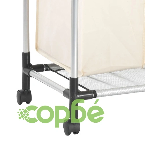 Кош за сортиране на пране с 4 торби, кремав, стомана ➤ топ цена ➤ sorbe.bg