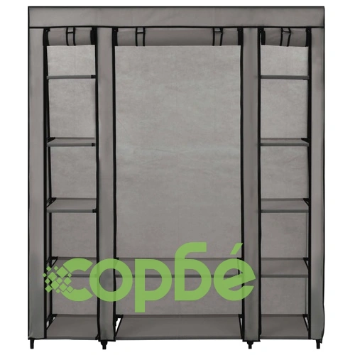 Гардероб с отделения и лостове, сив, 150x45x176 см, плат ➤ топ цена ➤ sorbe.bg
