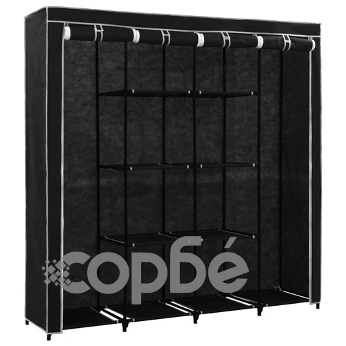 Гардероб с 4 отделения, черен, 175x45x170 см ➤ топ цена ➤ sorbe.bg