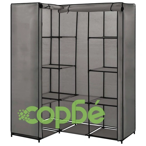 Ъглов гардероб, сив, 130x87x169 см ➤ топ цена ➤ sorbe.bg