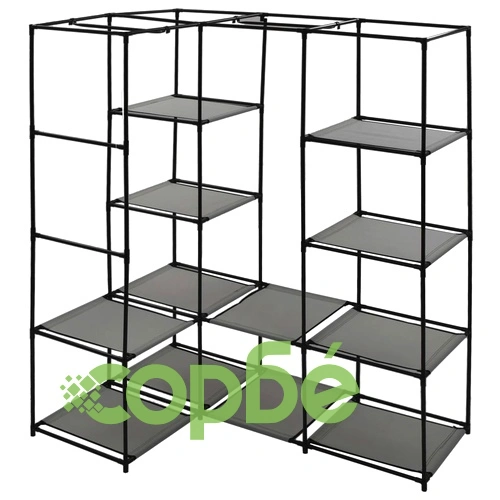 Ъглов гардероб, сив, 130x87x169 см ➤ топ цена ➤ sorbe.bg