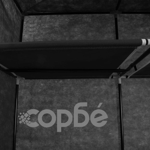 Гардероб с отделения и лостове, черен, 150x45x175 см, плат ➤ топ цена ➤ sorbe.bg