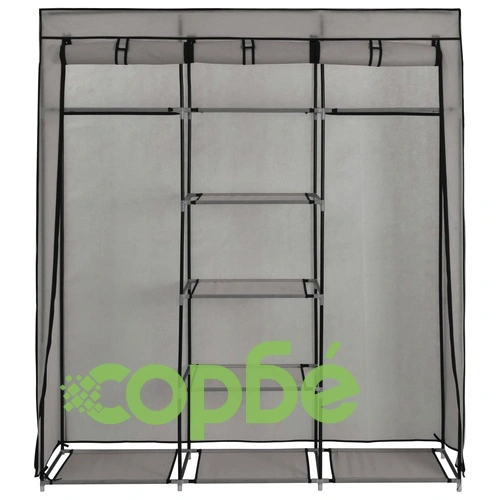 Гардероб с отделения и лостове, сив, 150x45x175 см, плат ➤ топ цена ➤ sorbe.bg