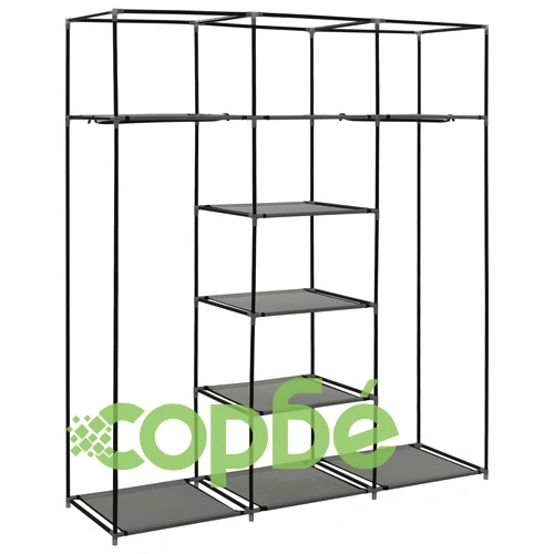 Гардероб с отделения и лостове, сив, 150x45x175 см, плат ➤ топ цена ➤ sorbe.bg