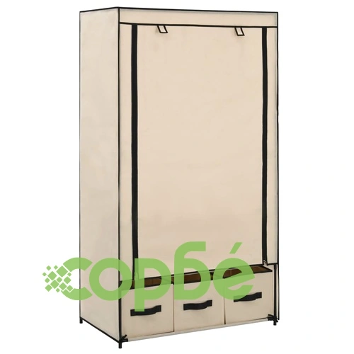 Гардероб, кремав, 87x49x159 см, текстил ➤ топ цена ➤ sorbe.bg