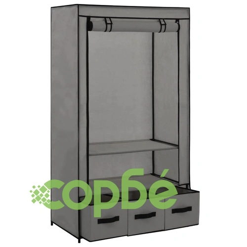 Гардероб, сив, 87x49x159 см, текстил ➤ топ цена ➤ sorbe.bg