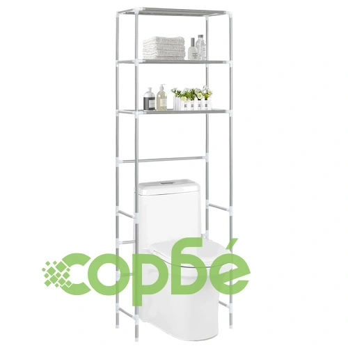 Стелаж за съхранение над тоалетна 3 рафта сребрист 53x28x169 см ➤ топ цена ➤ sorbe.bg