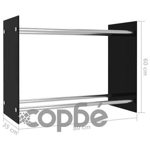 Стойка за дърва, черна, 80x35x60 см, стъкло ➤ топ цена ➤ sorbe.bg