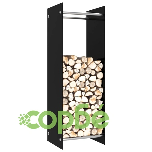 Стойка за дърва, черна, 40x35x120 см, стъкло ➤ топ цена ➤ sorbe.bg