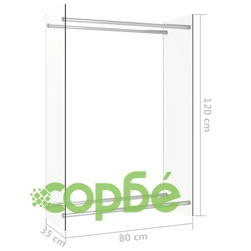 Стойка за дърва, прозрачна, 80x35x120 см, стъкло ➤ топ цена ➤ sorbe.bg