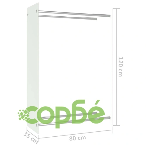 Стойка за дърва, бяла, 80x35x120 см, стъкло ➤ топ цена ➤ sorbe.bg