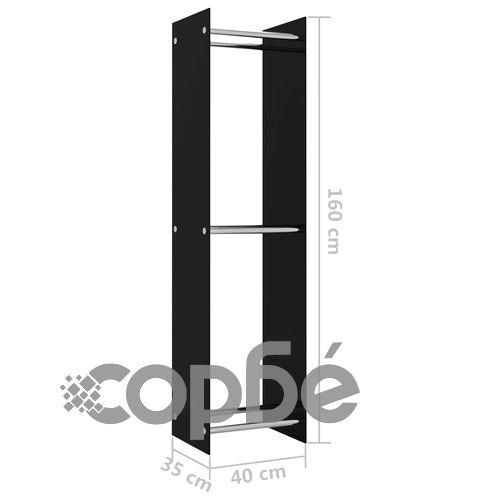 Стойка за дърва, черна, 40x35x160 см, стъкло ➤ топ цена ➤ sorbe.bg