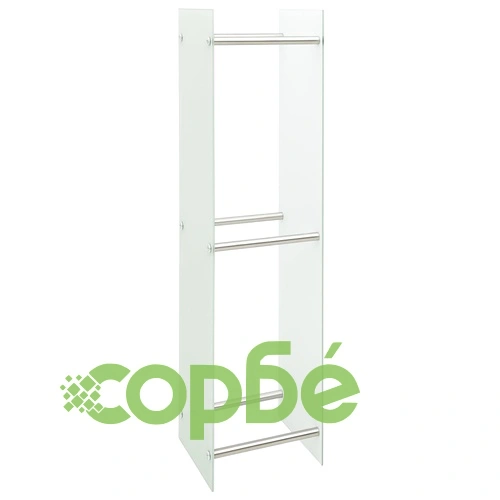 Стойка за дърва, бяла, 40x35x160 см, стъкло ➤ топ цена ➤ sorbe.bg