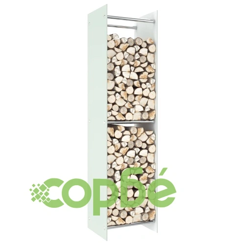 Стойка за дърва, бяла, 40x35x160 см, стъкло ➤ топ цена ➤ sorbe.bg