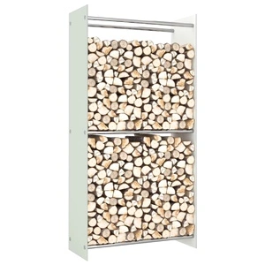 Стойка за дърва, бяла, 80x35x160 см, стъкло