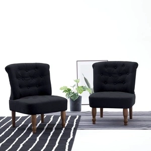 Френски стол, черен, текстил