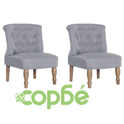 Френски столове, 2 бр, светлосиви, текстил ➤ топ цена ➤ sorbe.bg