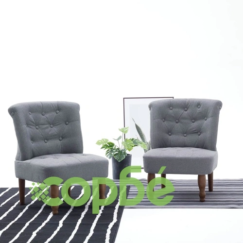 Френски столове, 2 бр, светлосиви, текстил ➤ топ цена ➤ sorbe.bg