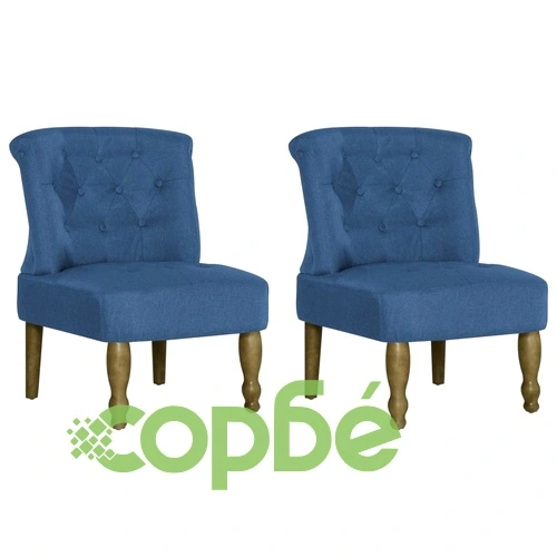 Френски столове, 2 бр, сини, текстил ➤ топ цена ➤ sorbe.bg