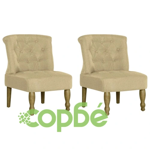 Френски столове, 2 бр, зелени, текстил ➤ топ цена ➤ sorbe.bg