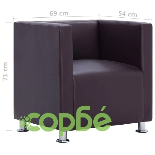 Фотьойл с кубична форма, кафяв, изкуствена кожа ➤ топ цена ➤ sorbe.bg