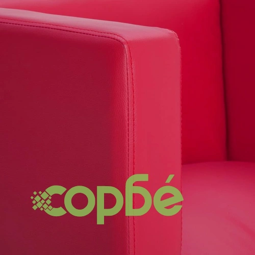 Фотьойл с кубична форма, червен, изкуствена кожа ➤ топ цена ➤ sorbe.bg