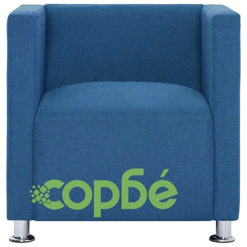 Фотьойл с кубична форма, син, текстил ➤ топ цена ➤ sorbe.bg