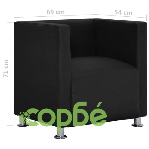 Фотьойл с кубична форма, черен, текстил ➤ топ цена ➤ sorbe.bg