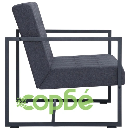 2-местен диван с подлакътници, тъмносив, стомана и плат ➤ топ цена ➤ sorbe.bg